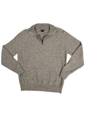 J.Crew Gray Heather 100% Cotton Quarter Zip Sweater Men's Medium Pullover
